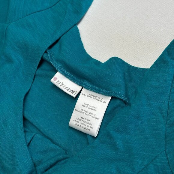 Y2K No Boundaries Blue Short Sleeve Top Size Large Side Tie Preppy 2000s - Picture 6 of 7